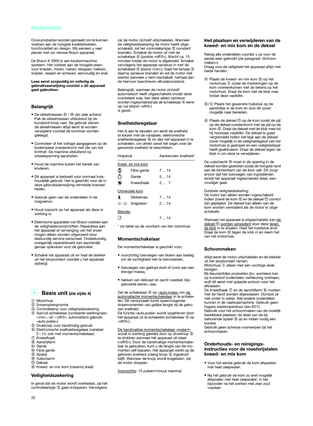 Braun K 3000 manual Nederlands 