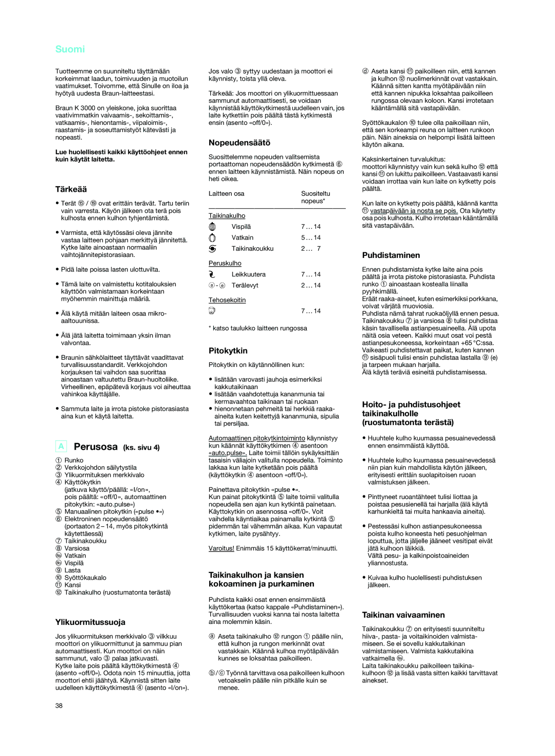 Braun K 3000 manual Suomi 