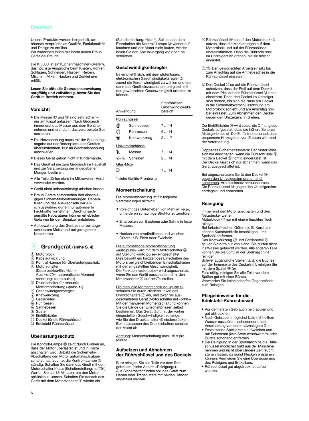 Braun K 3000 manual Deutsch 