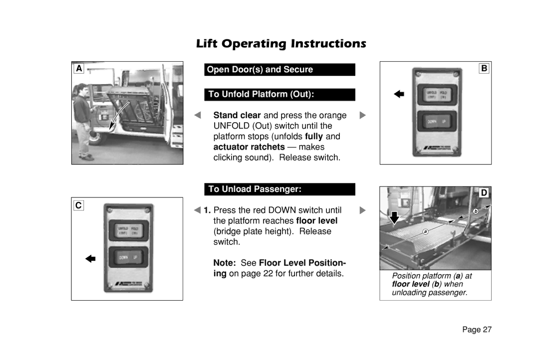 Braun L200UARS manual Open Doors and Secure To Unfold Platform Out 