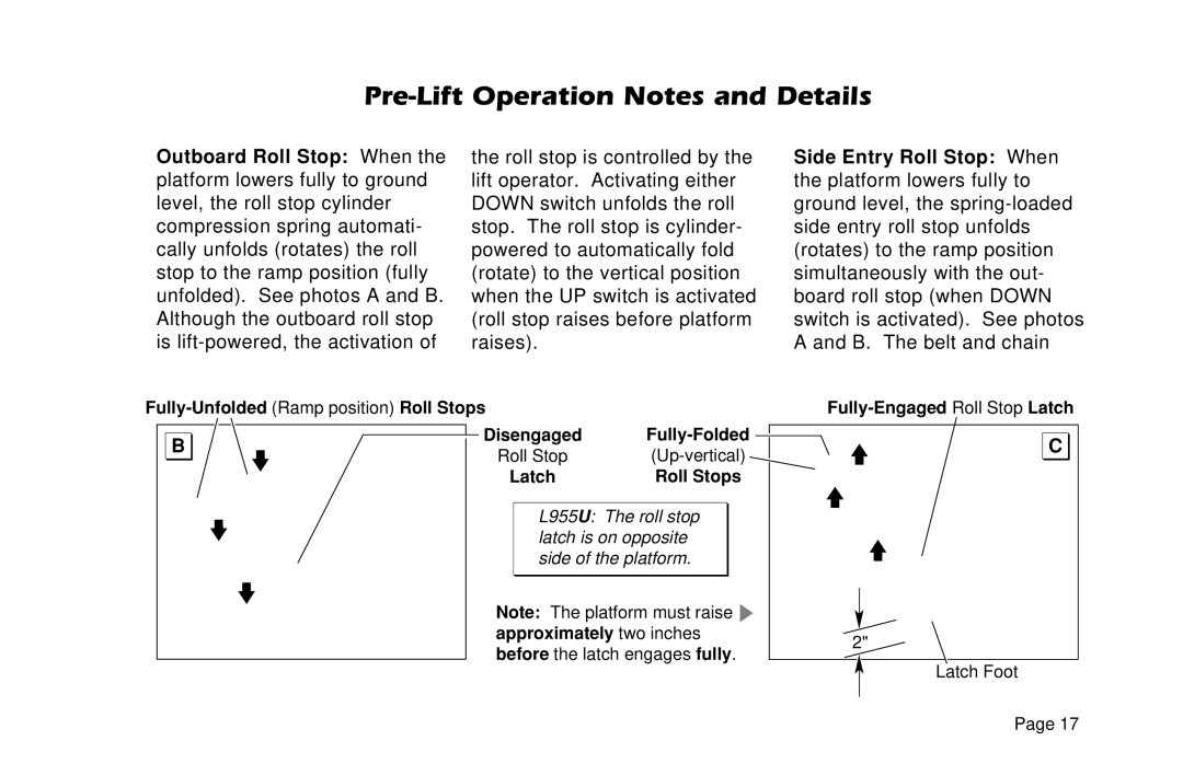 Braun L955 manual Latch Roll Stops 