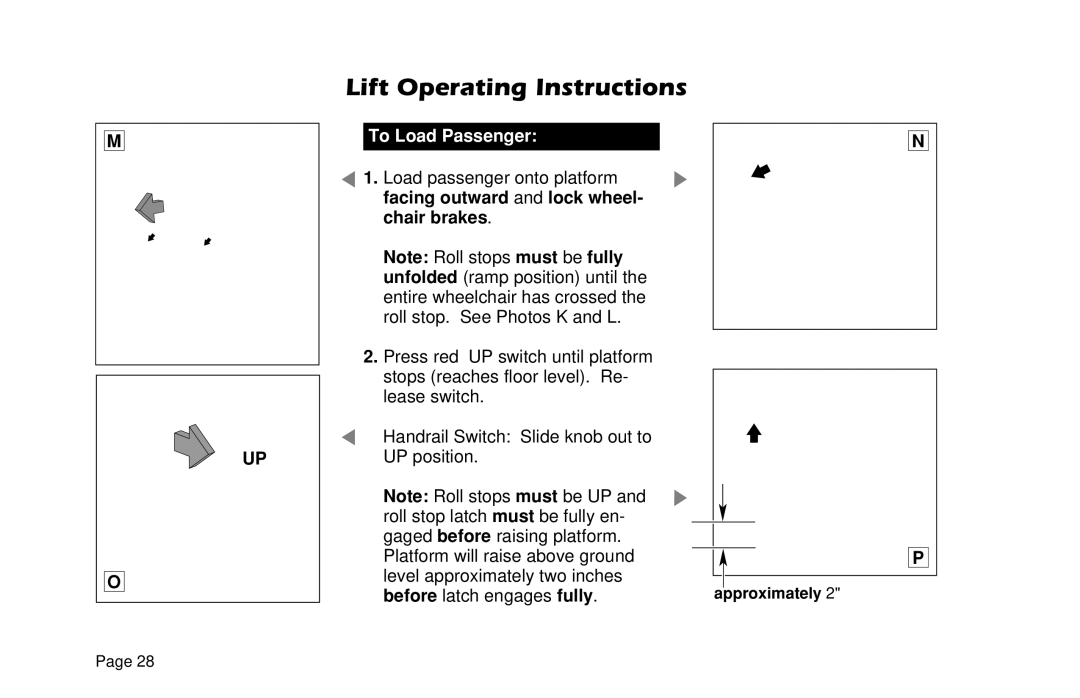 Braun L955 manual To Load Passenger 