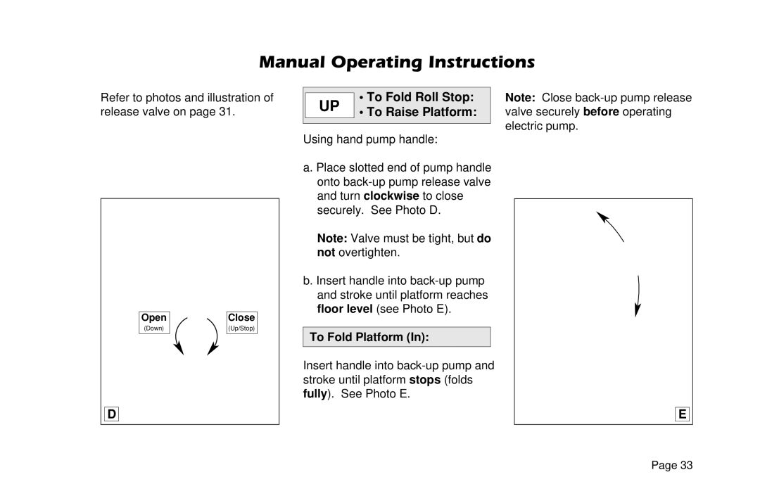 Braun L955 manual To Fold Roll Stop, To Raise Platform, To Fold Platform 