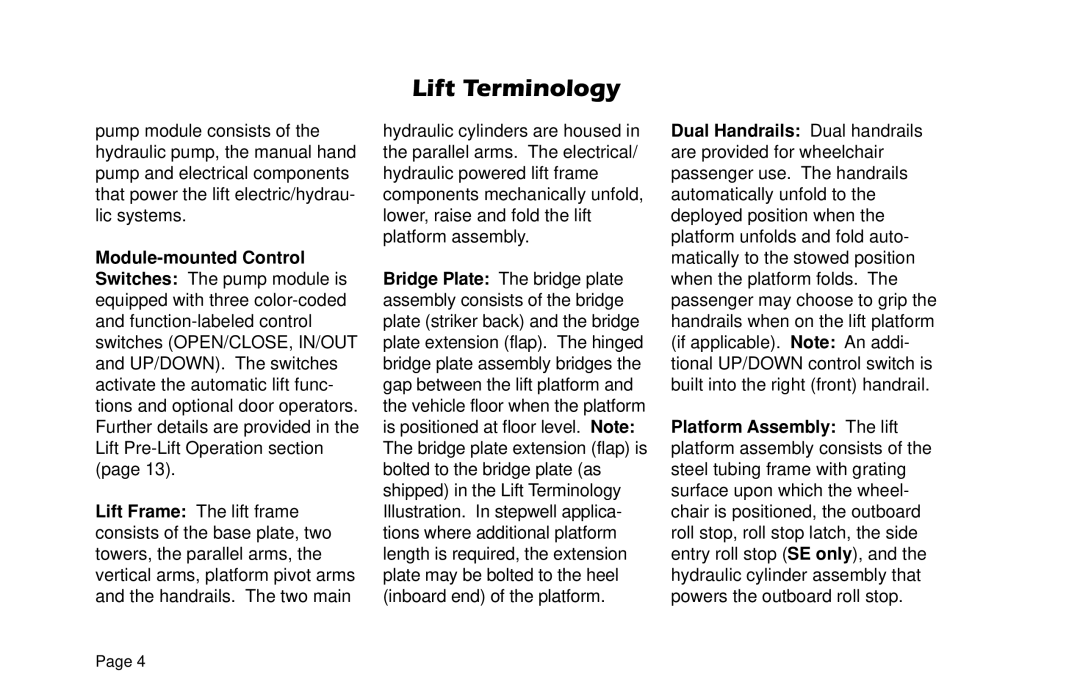 Braun L955 manual Lift Terminology 