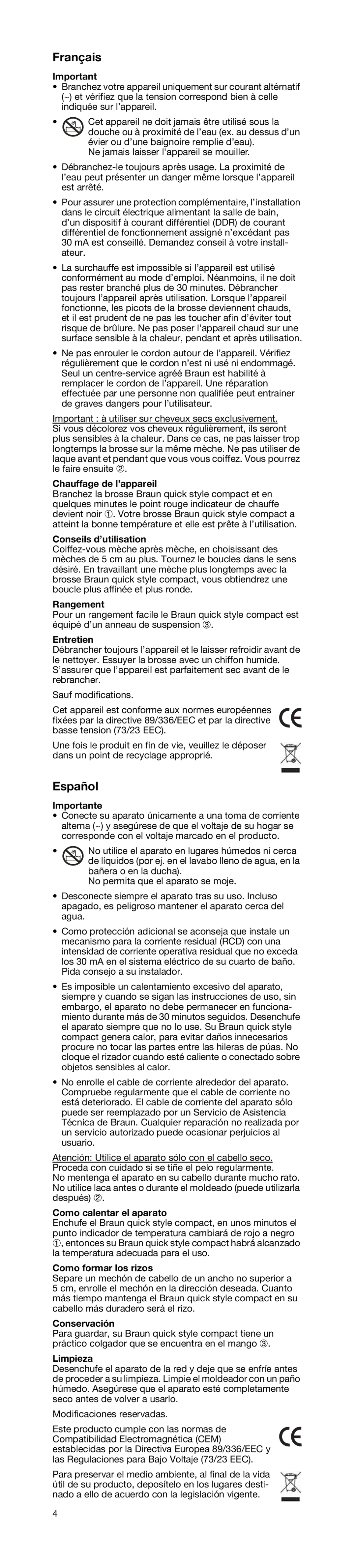 Braun LS 30 manual Français, Español 