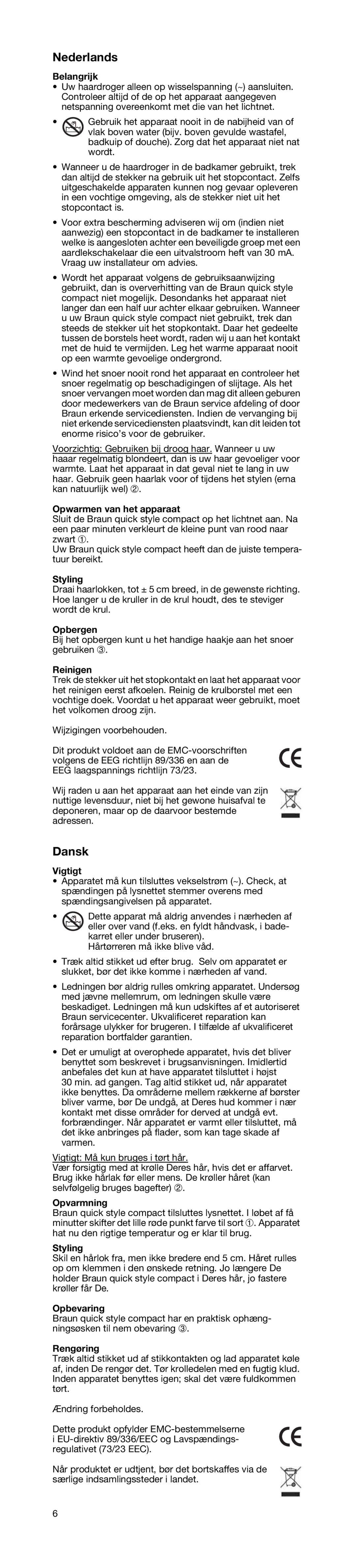 Braun LS 30 manual Nederlands, Dansk 