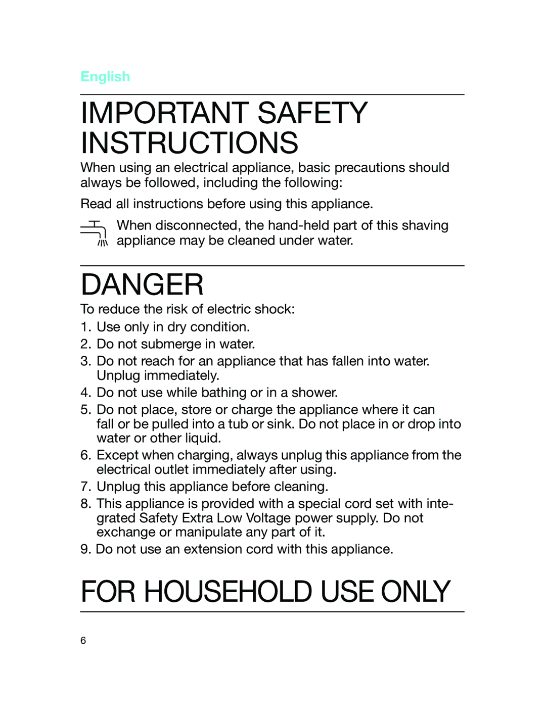 Braun LS 5500 manual Important Safety Instructions 