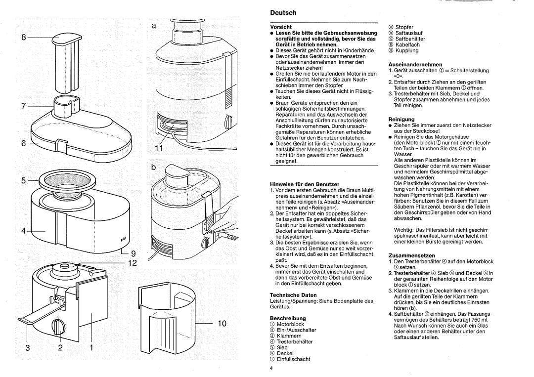 Braun MP 75 manual 