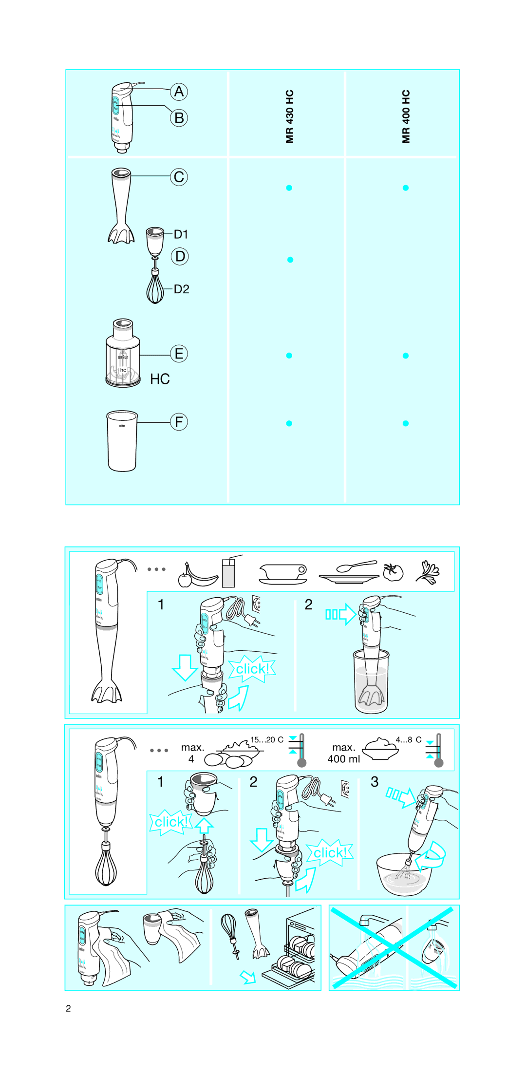 Braun MR 430 HC Plus, MR 400 HC Plus manual MR 430 HC MR 400 HC, 400 ml 