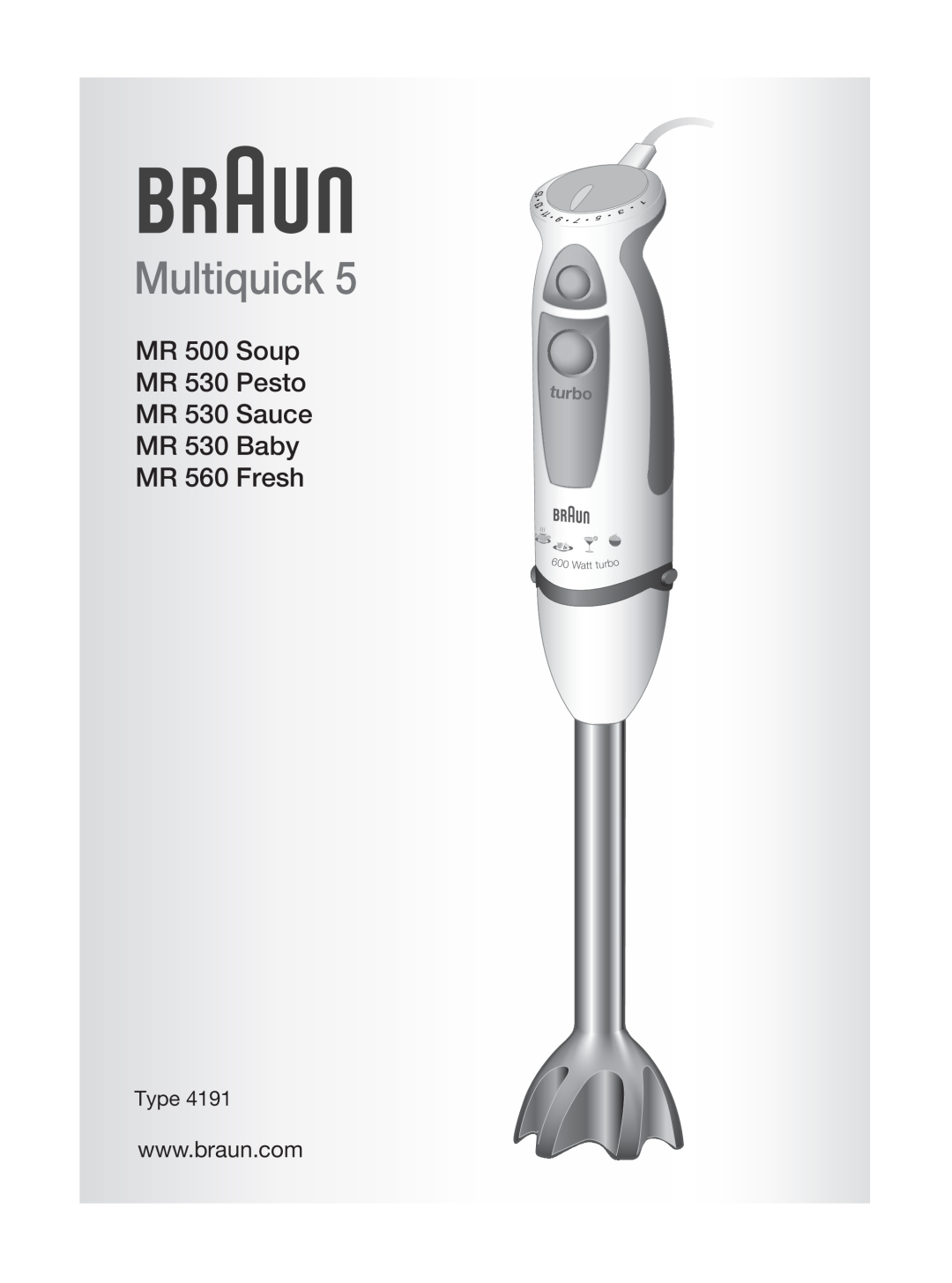 Braun MR 505 M, MR 500 M, MR 500 HC, MR 500 CA manual Multiquick/Minipimercontrol plus, Type 