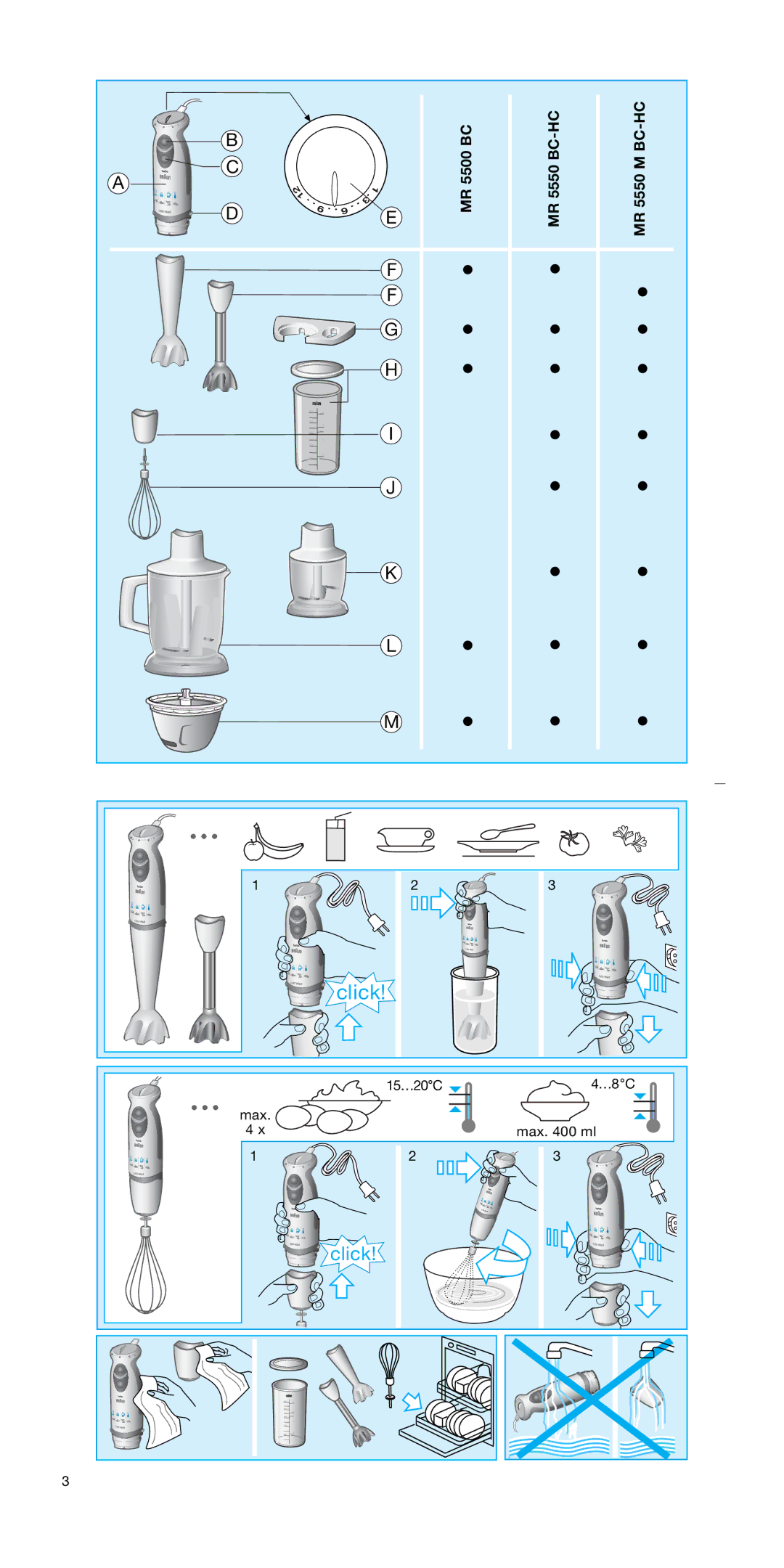 Braun MR 5550 BC-HC, MR 5550 M BC-HC, MR 5500 BC manual Click 