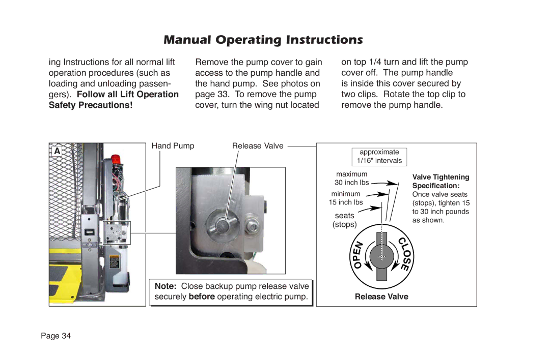 Braun NL Series manual Safety Precautions, Hand Pump 