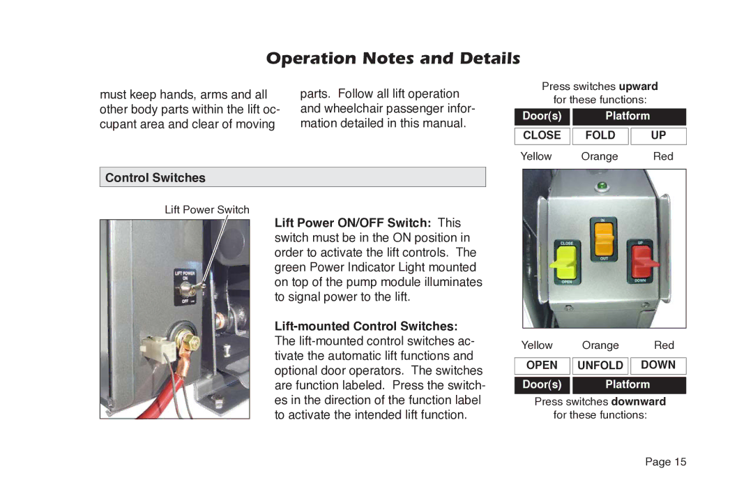 Braun NL955 manual Control Switches 