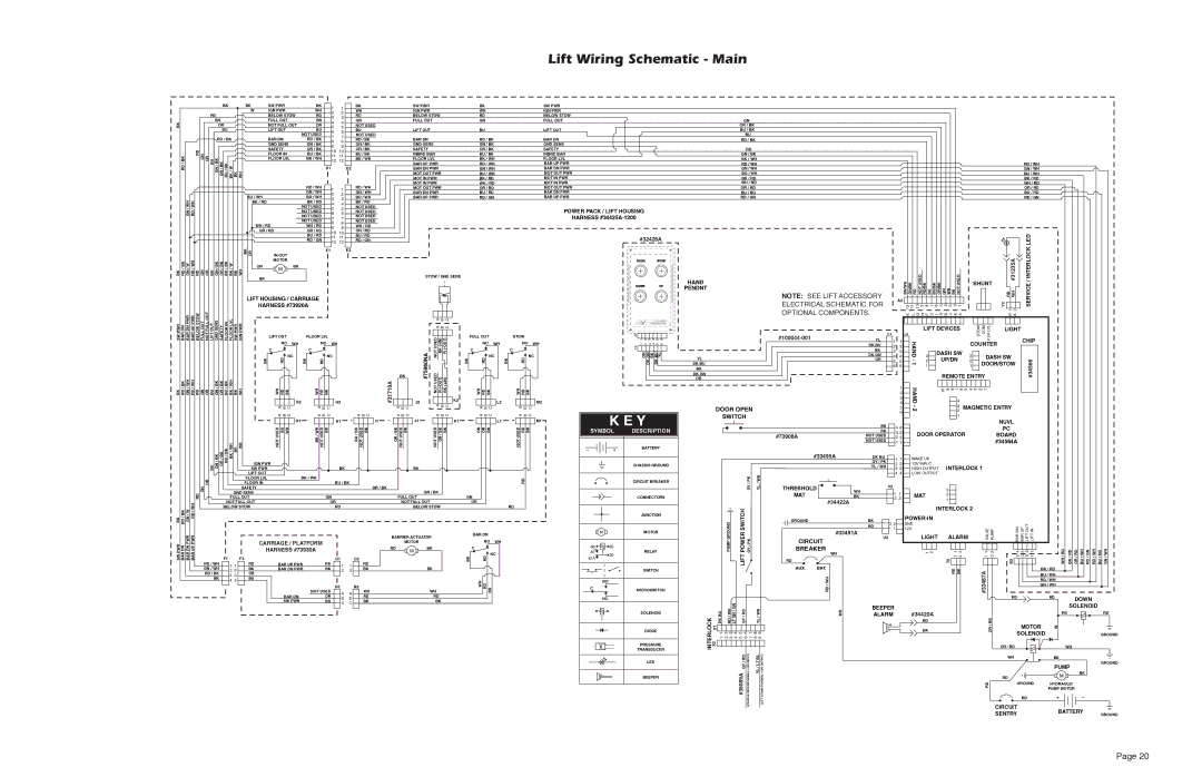 Braun NUVL603C service manual Lift Wiring Schematic Main, Power Pack / Lift Housing 