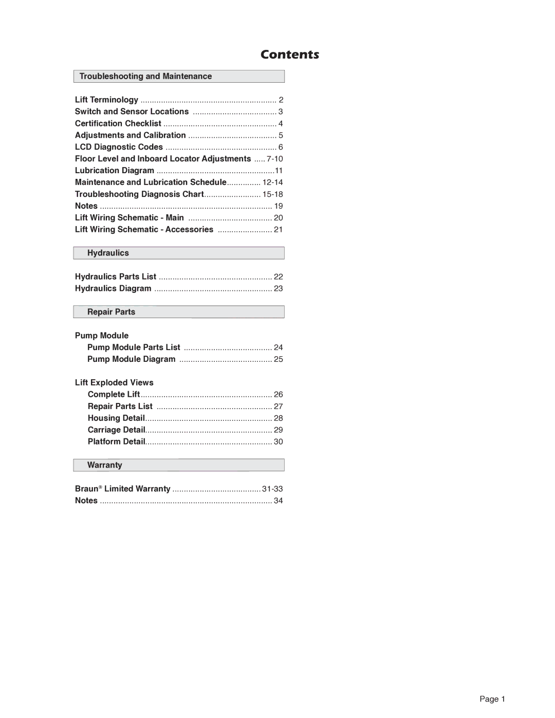 Braun NUVL603C service manual Contents 