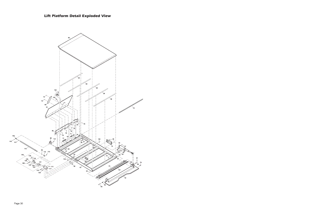 Braun NUVL603C service manual Lift Platform Detail Exploded View 