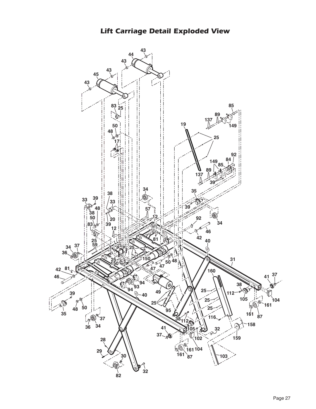 Braun NUVL855R service manual Lift Carriage Detail Exploded View 