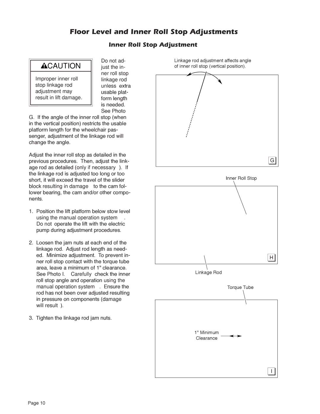 Braun NUVL855RM24 service manual Inner Roll Stop Linkage Rod Torque Tube Minimum Clearance 