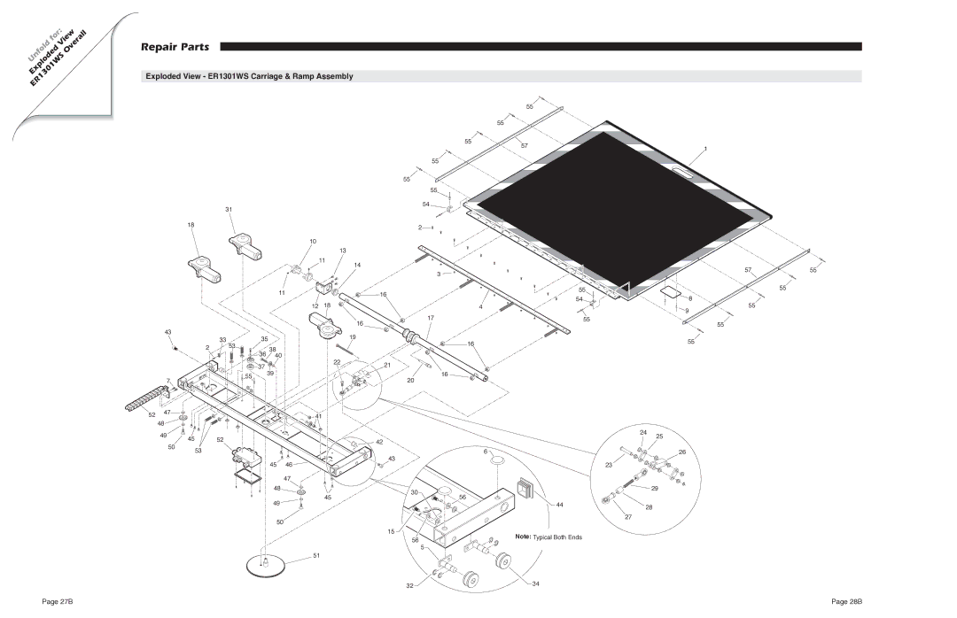 Braun RA200 service manual Exploded View ER1301WS Carriage & Ramp Assembly 