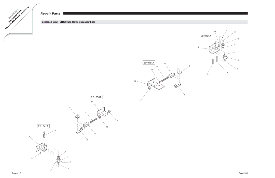 Braun RA200 service manual Exploded View ER1301WS Ramp Subassemblies 