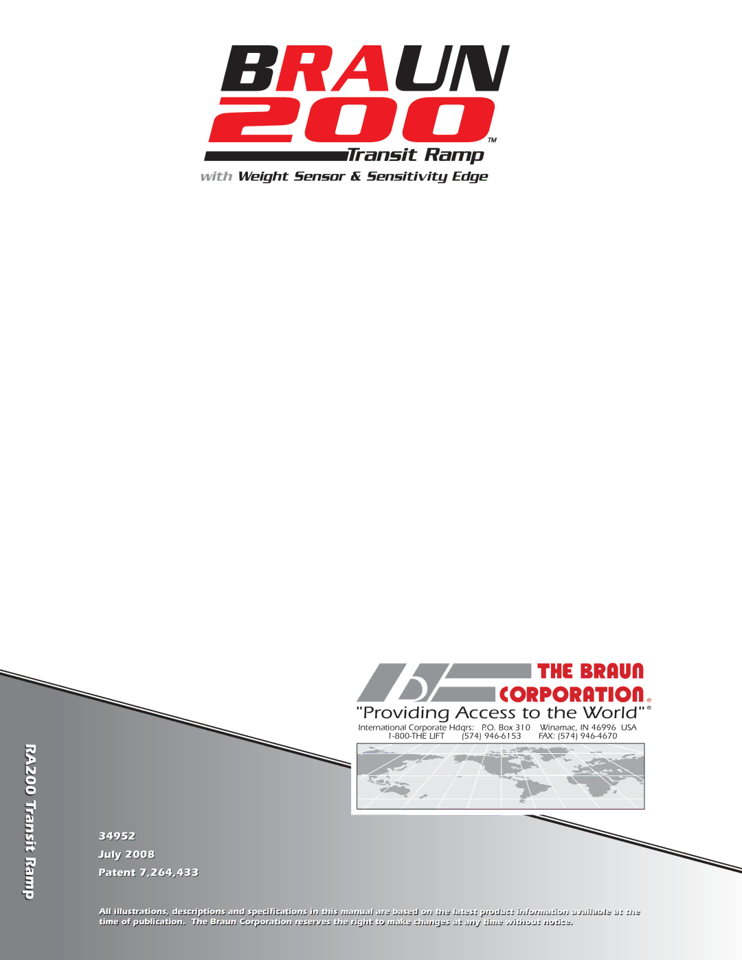 Braun service manual RA200 Transit Ramp 