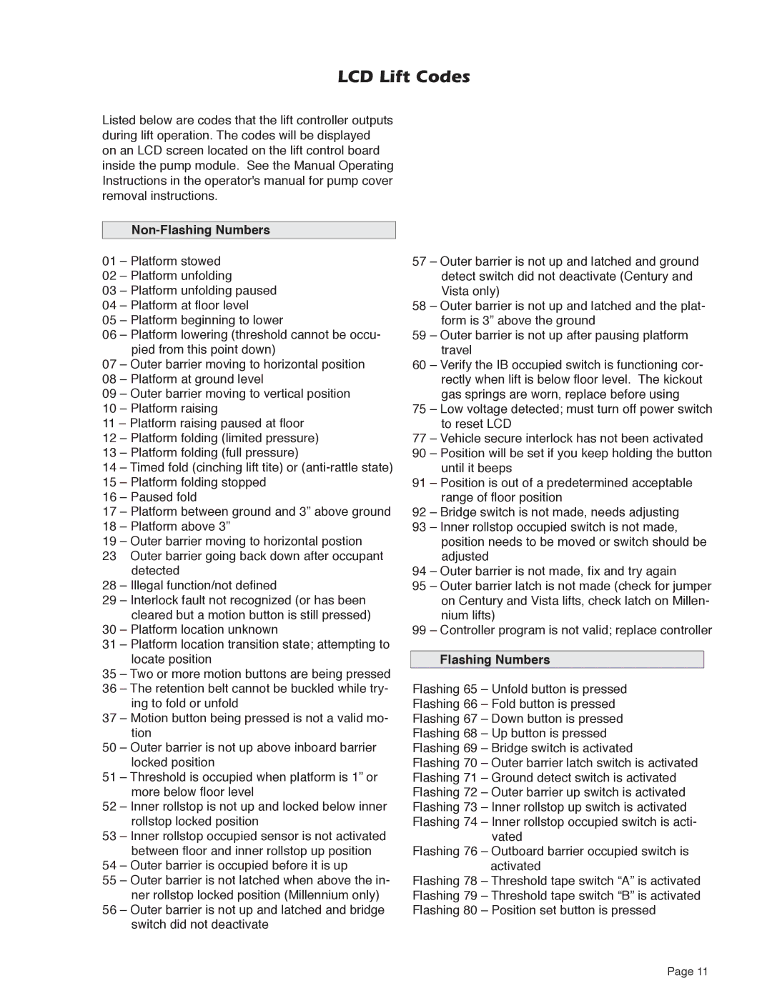 Braun Series A5 service manual Non-Flashing Numbers 