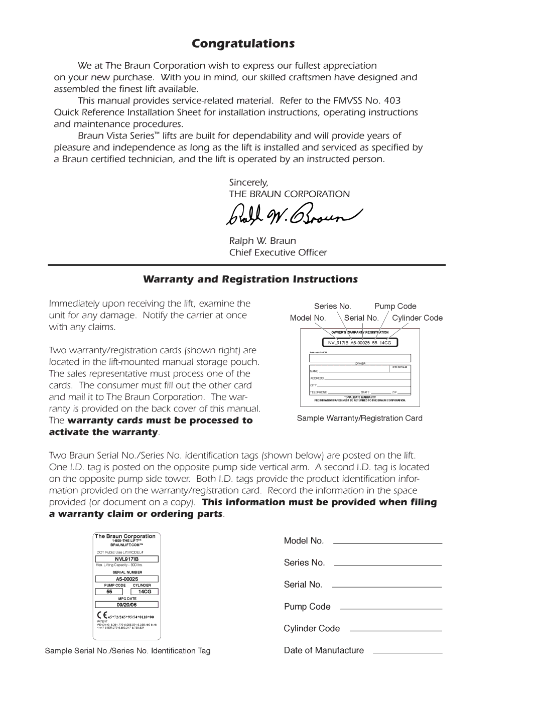 Braun Series A5 service manual Congratulations, Warranty and Registration Instructions 