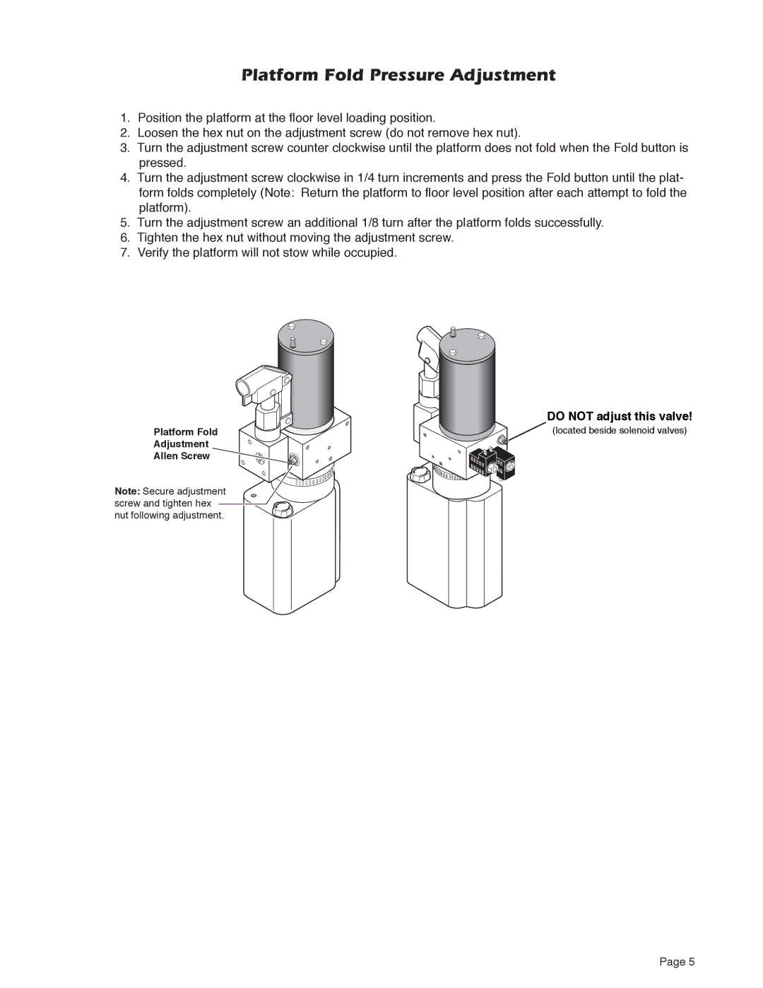 Braun Series A5 service manual Platform Fold Pressure Adjustment 