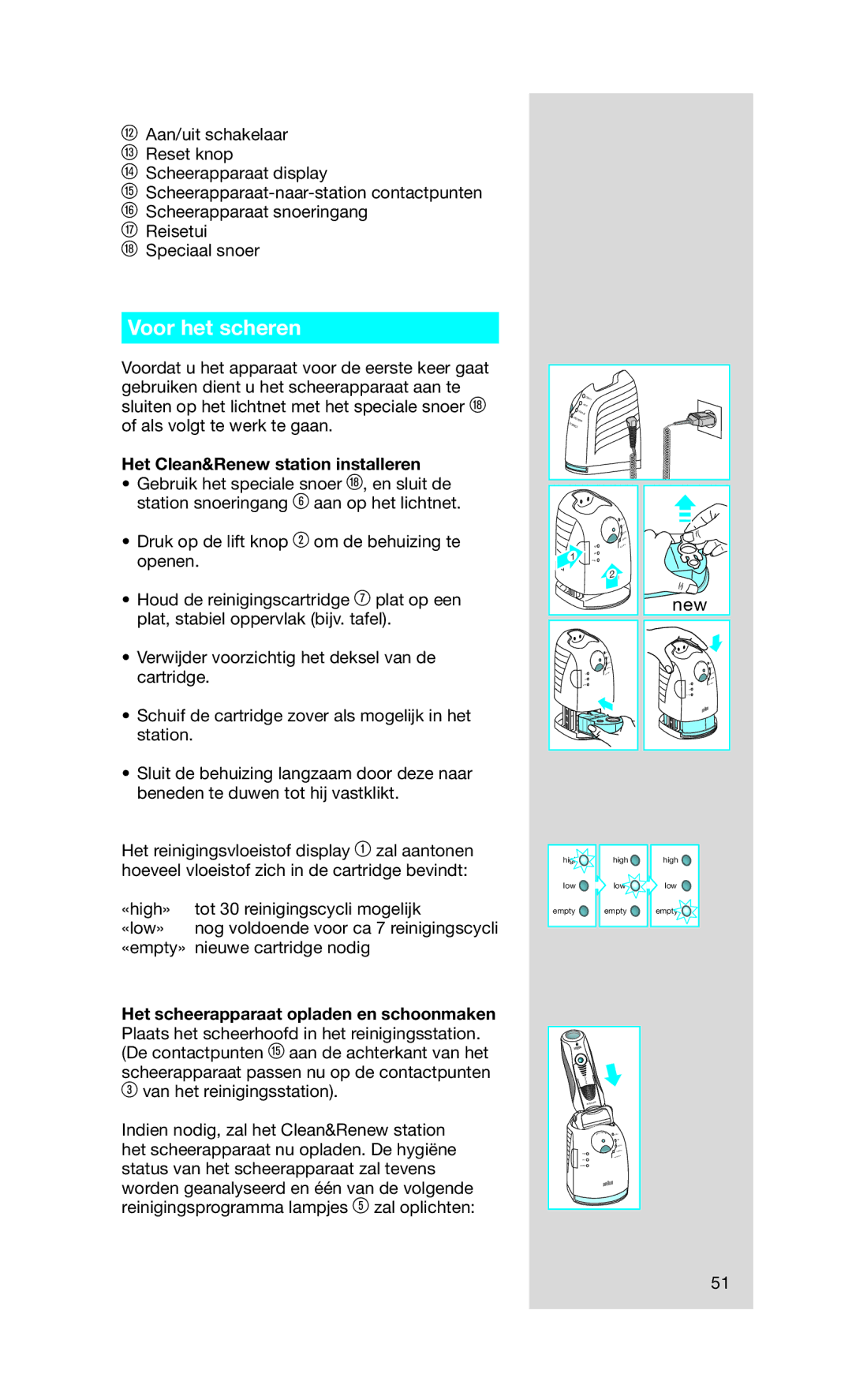 Braun Series7 manual Voor het scheren, Het Clean&Renew station installeren 