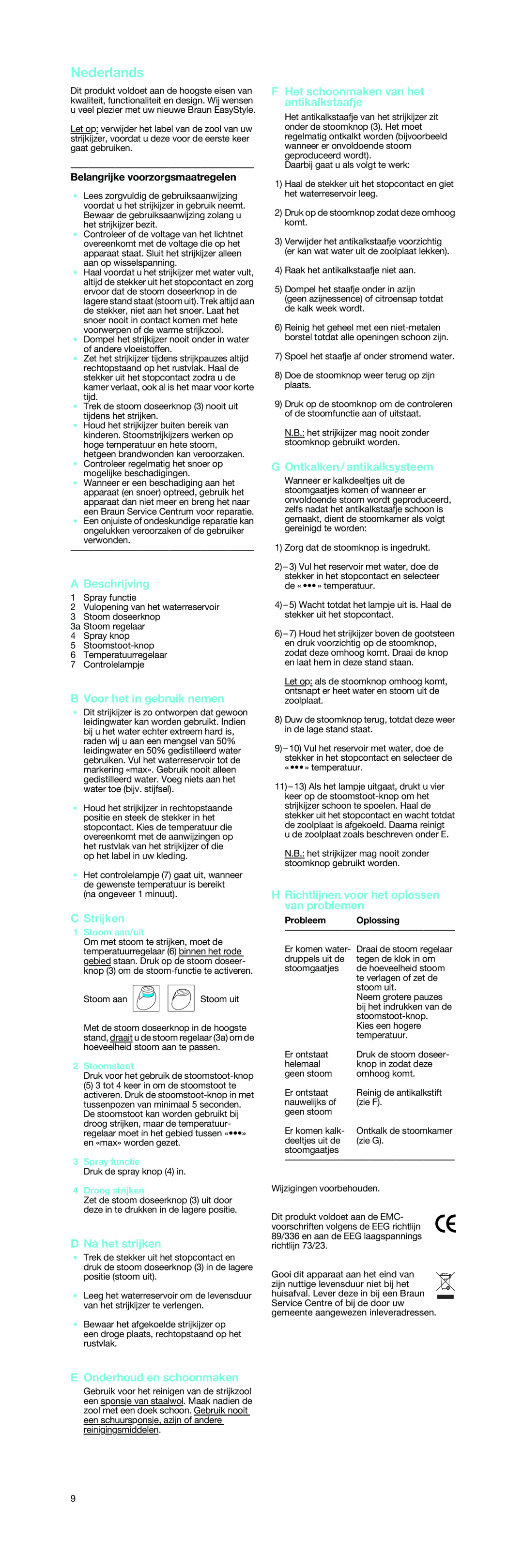 Braun SI 4000 manual Nederlands 