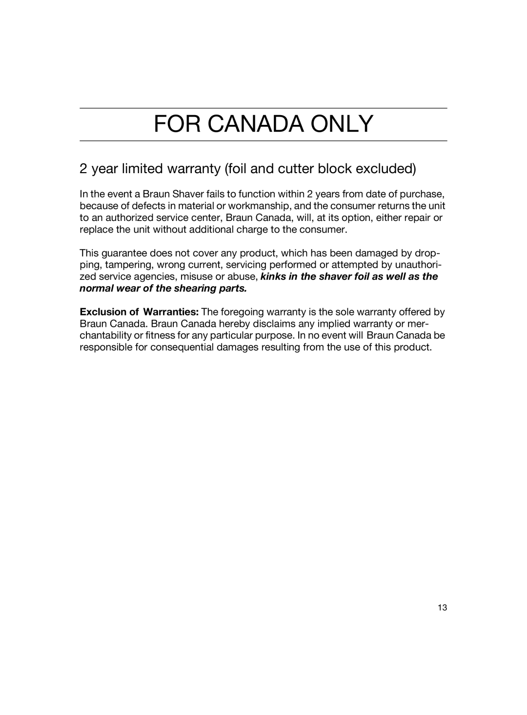 Braun SIP 3.0.2 manual For Canada only 