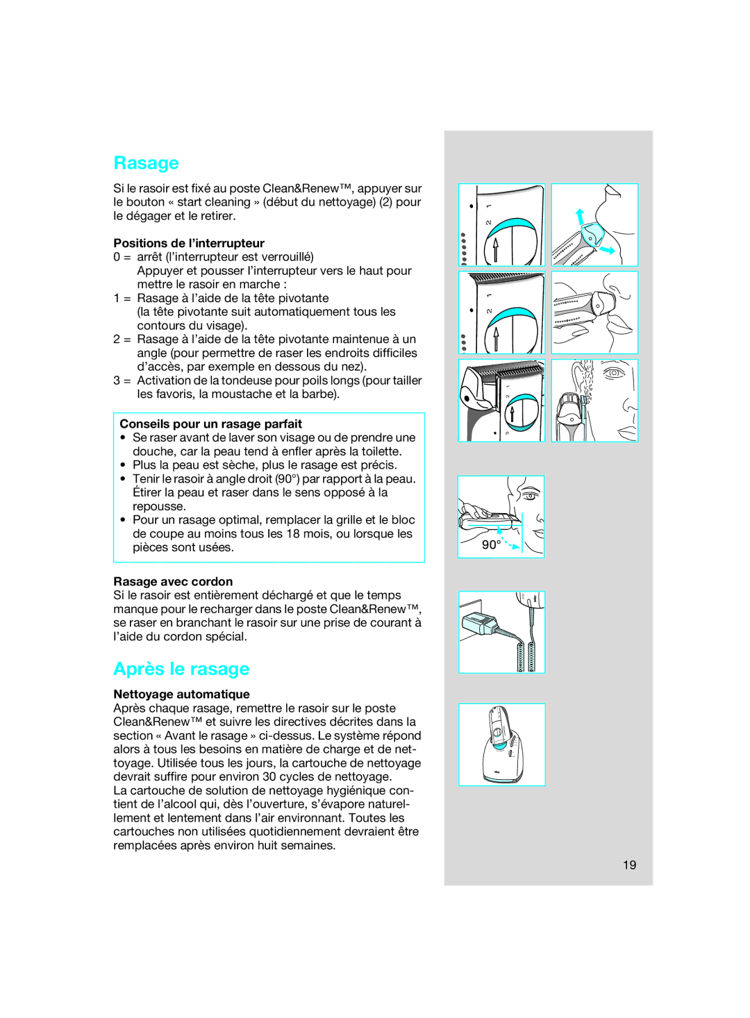 Braun SIP 3.0.2 manual Rasage, Après le rasage 