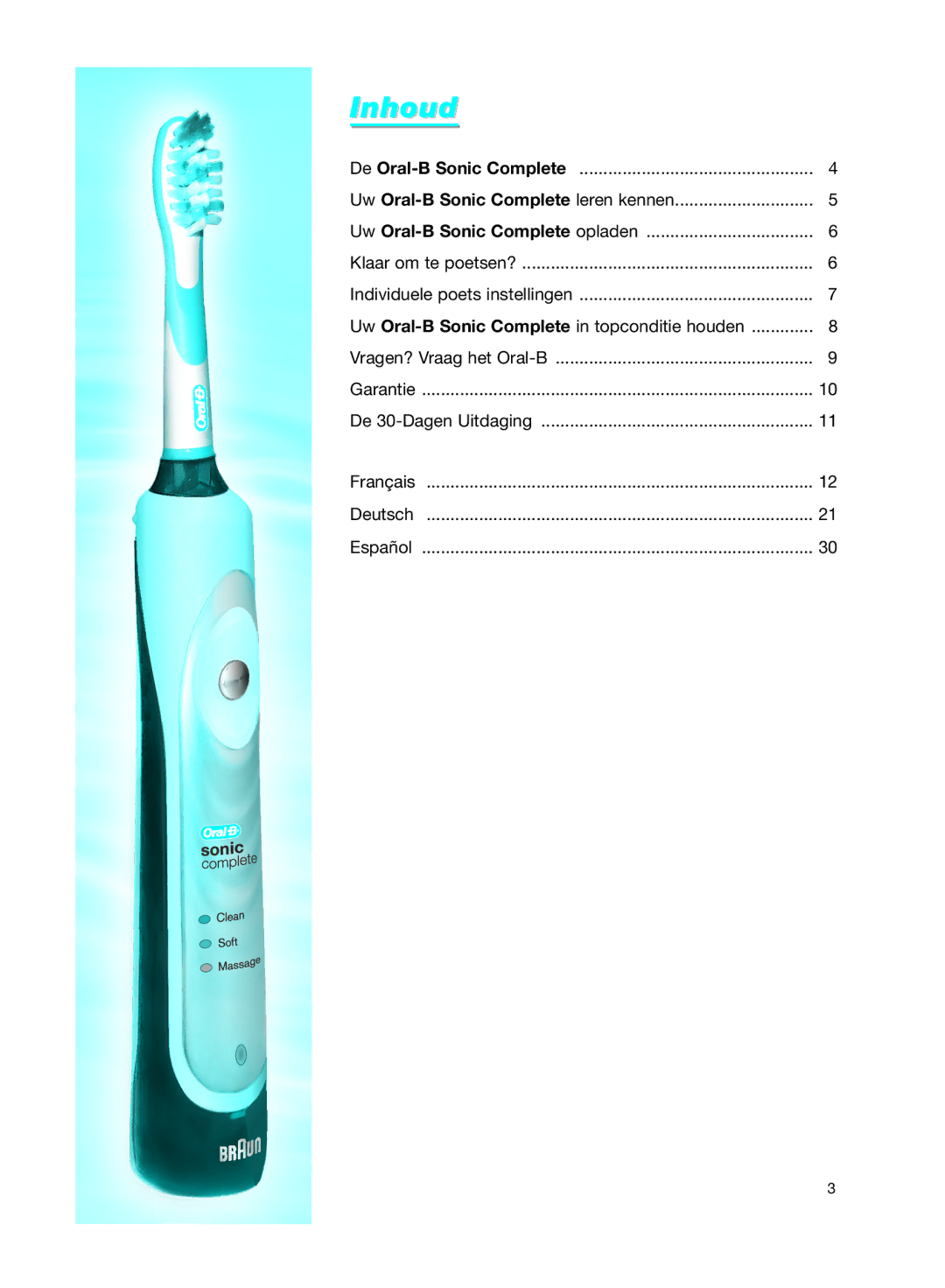 Braun Sonic Complete manual Inhoud 