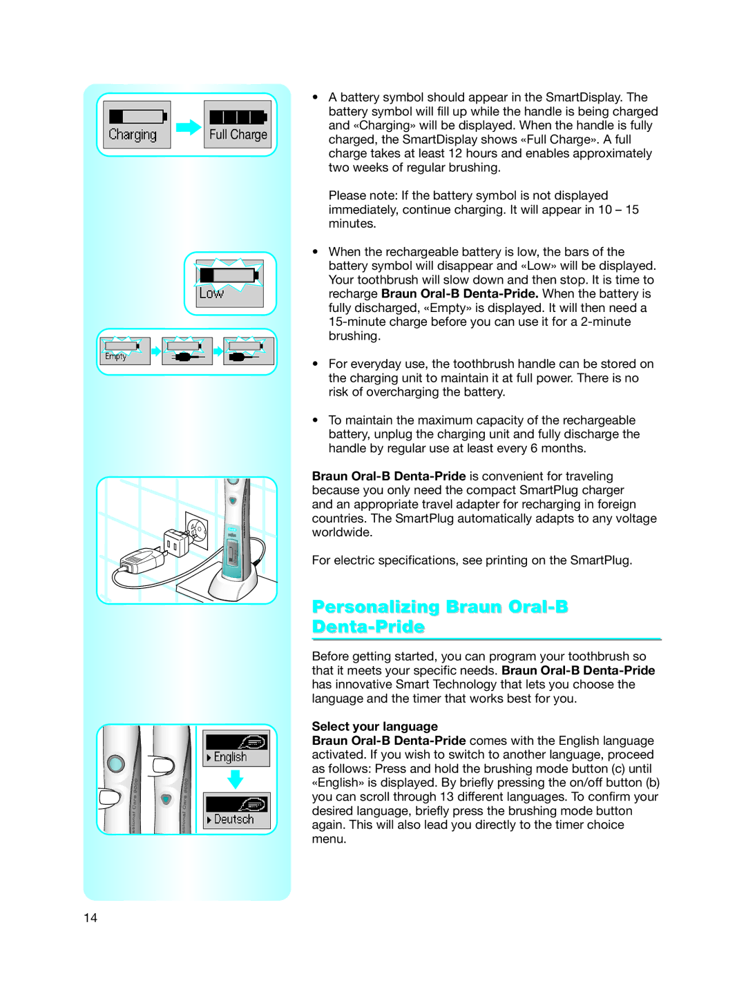 Braun Toothbrush manual Personalizing Braun Oral-B Denta-Pride, Select your language 