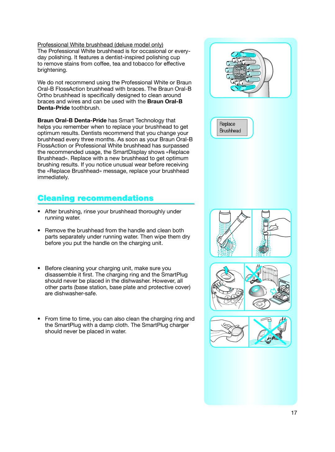 Braun Toothbrush manual Cleaning recommendations 