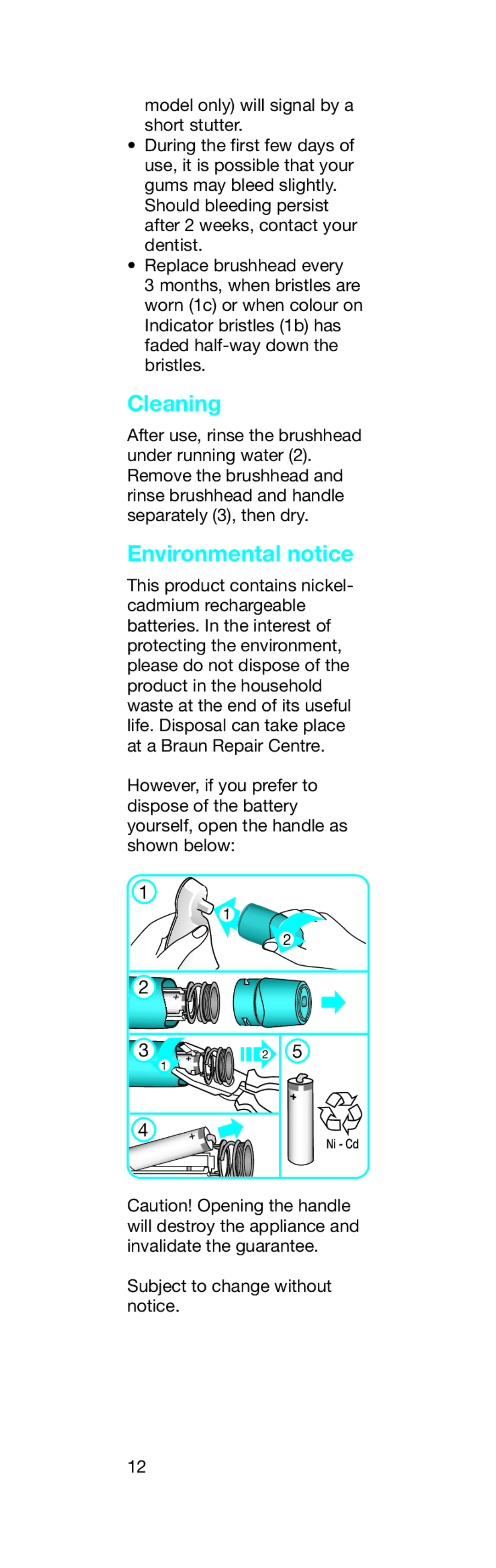 Braun Vitality manual Cleaning 