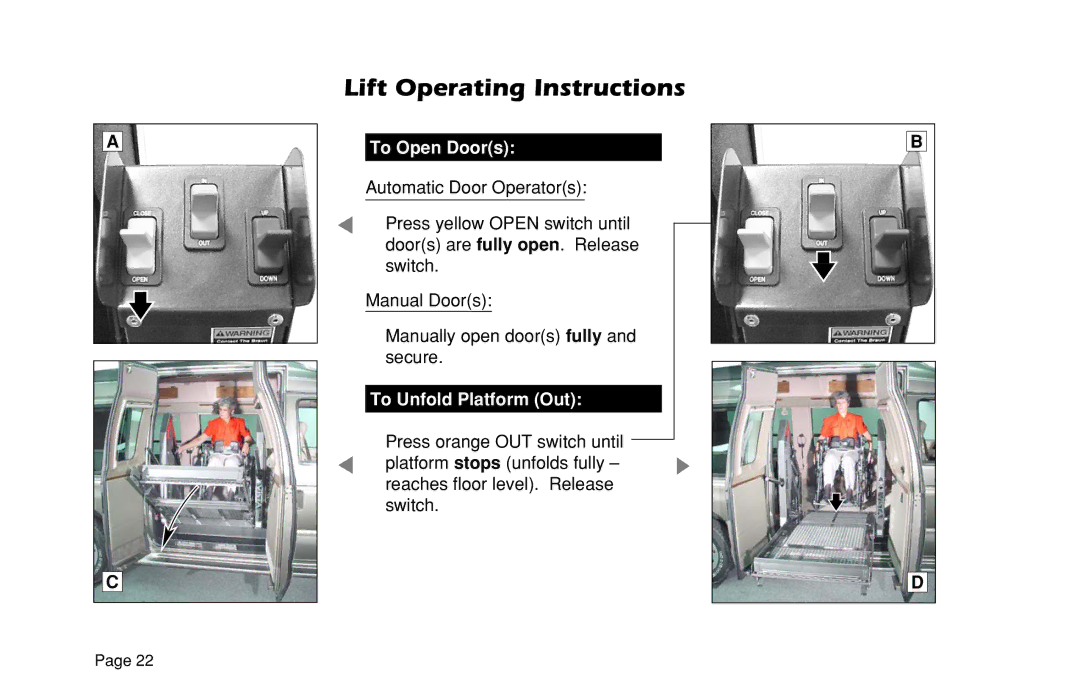 Braun VL955 manual To Open Doors 