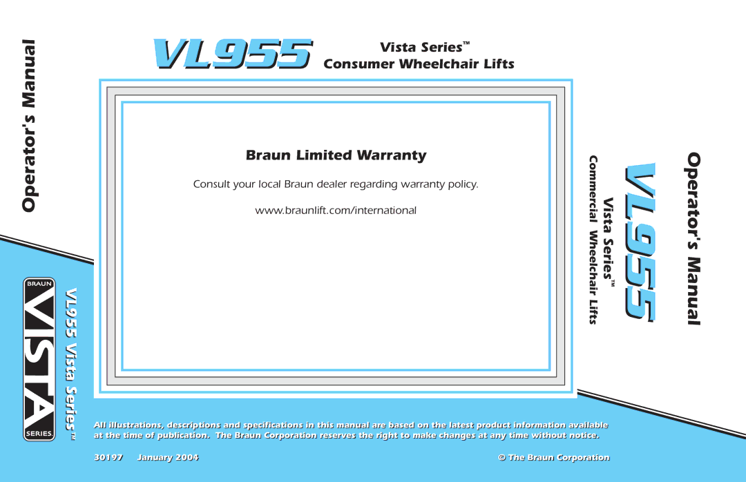 Braun VL955 manual Vista Series 