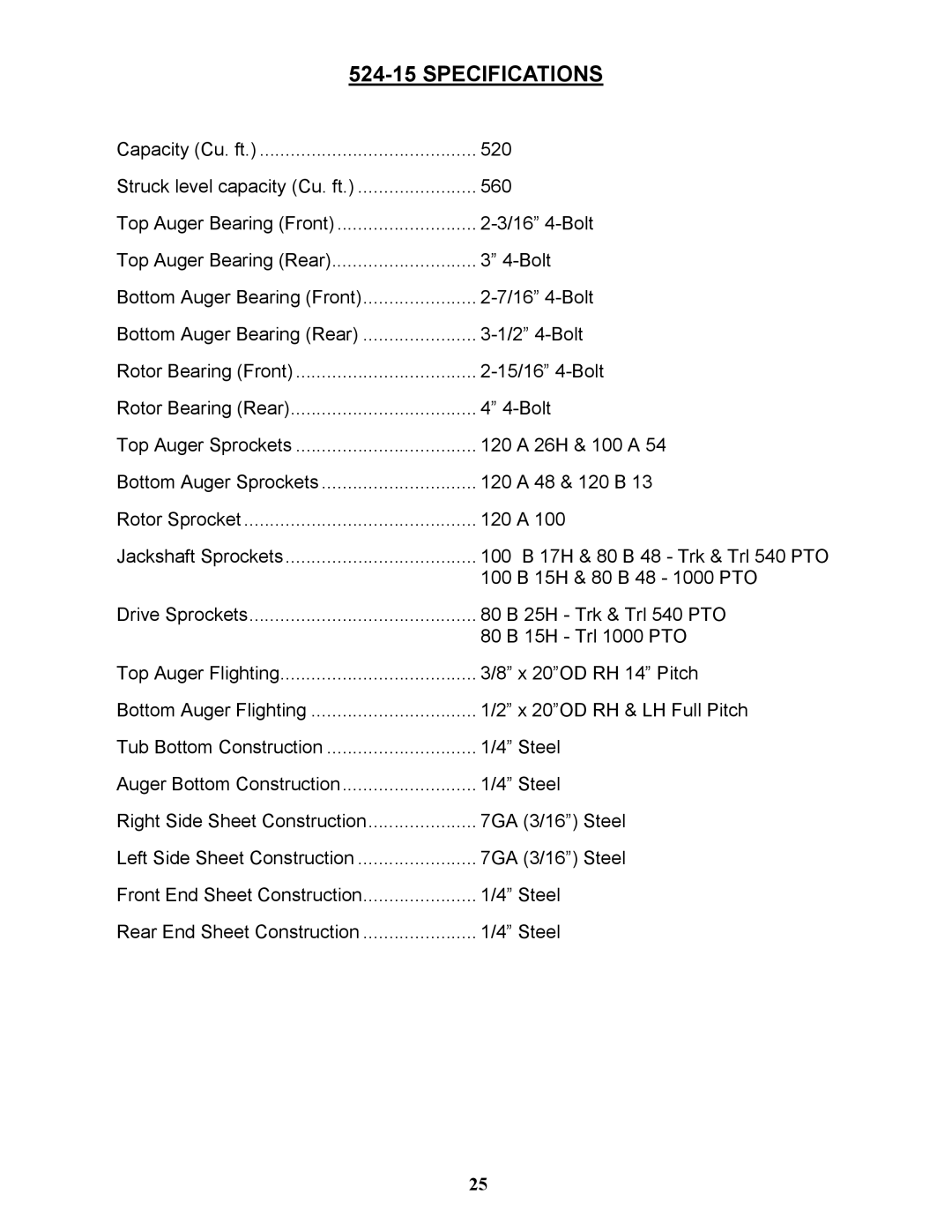 Bravetti 524-15B manual Specifications 