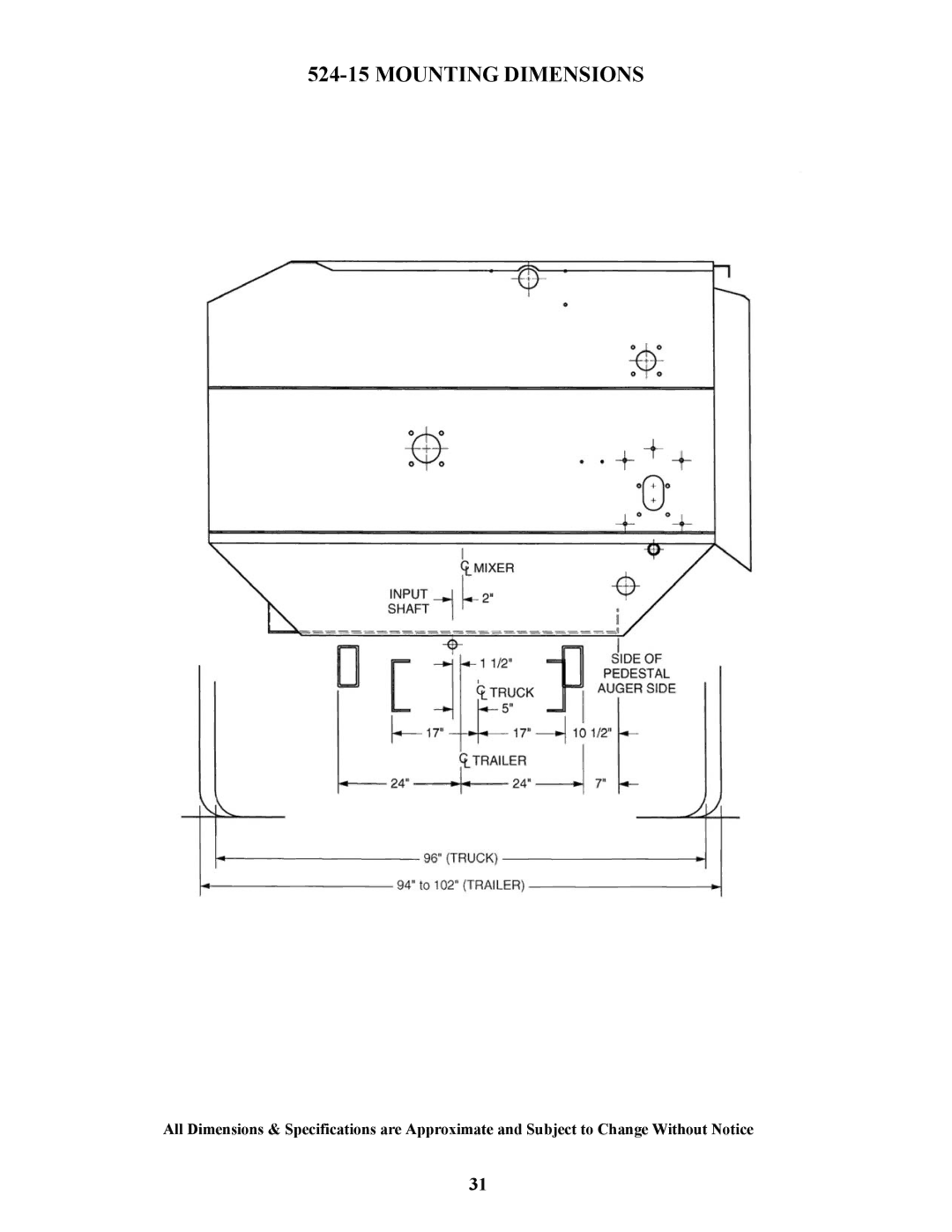 Bravetti 524-15B manual Mounting Dimensions 