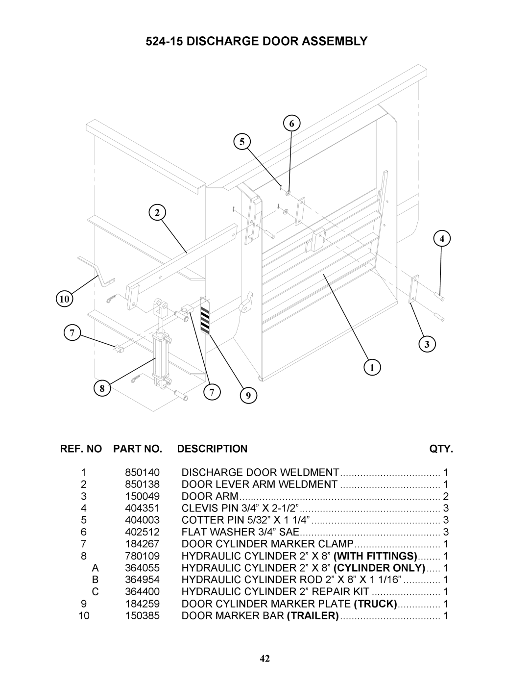 Bravetti 524-15B manual Discharge Door Assembly 