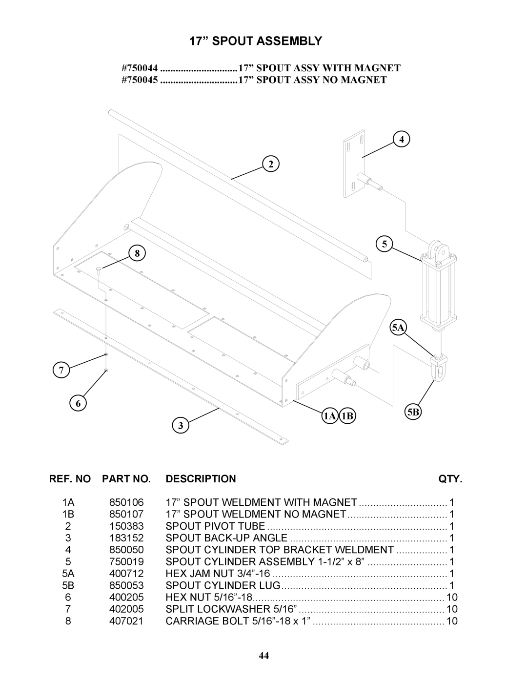 Bravetti 524-15B manual Spout Assembly 