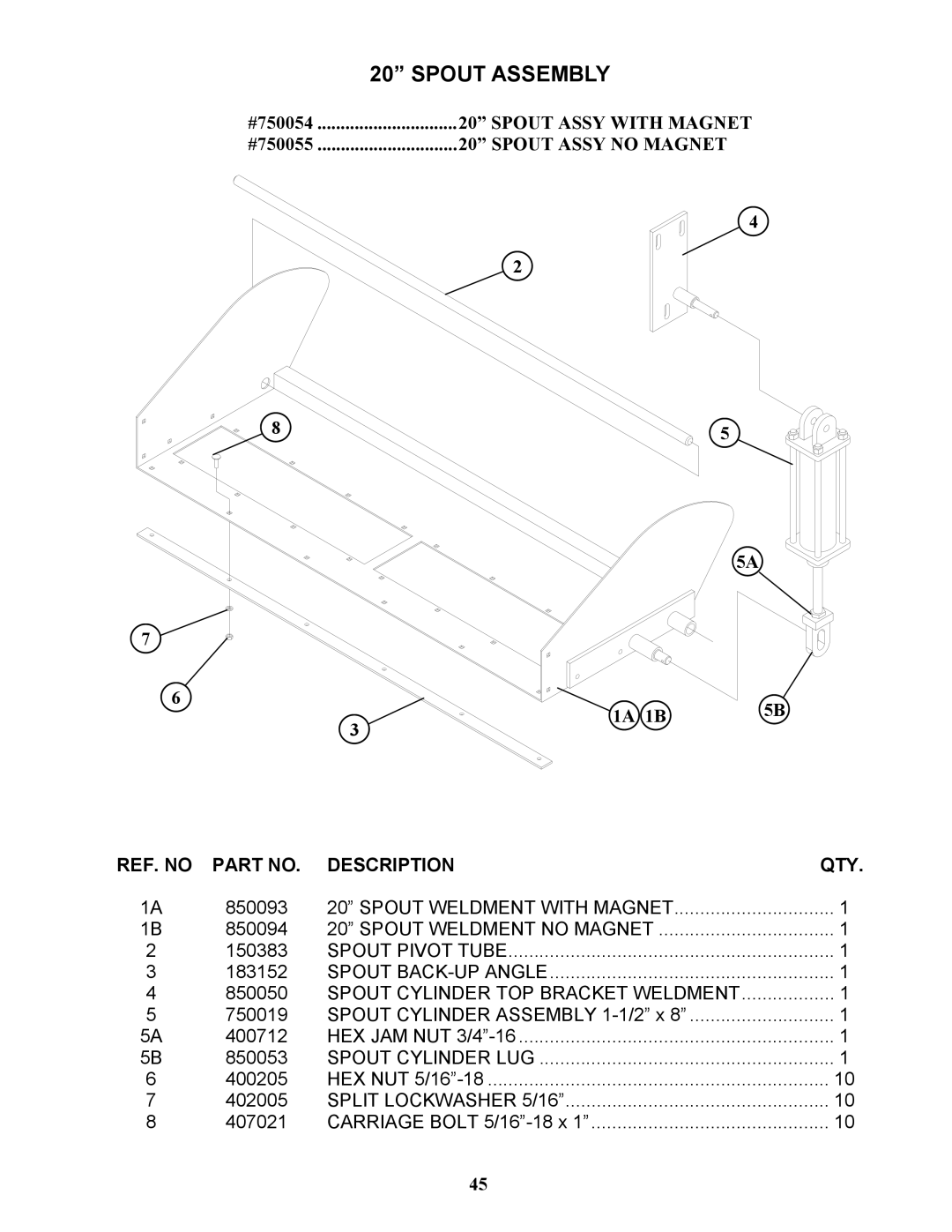 Bravetti 524-15B manual #750054 Spout Assy with Magnet #750055 Spout Assy no Magnet 