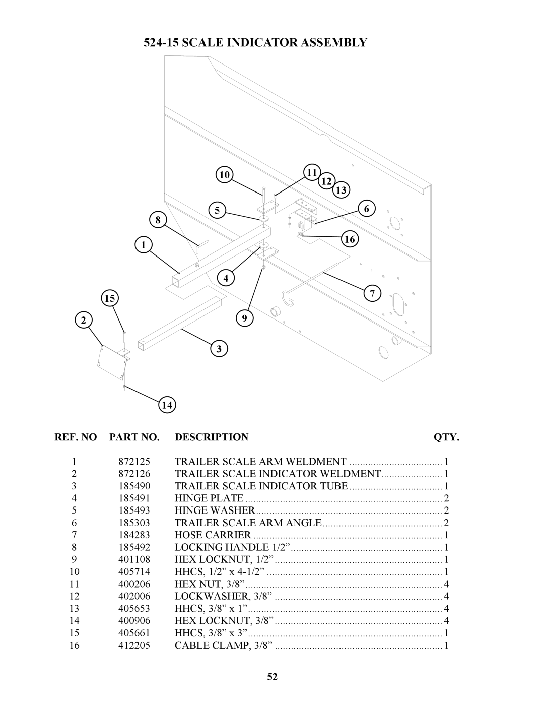 Bravetti 524-15B manual Scale Indicator Assembly 