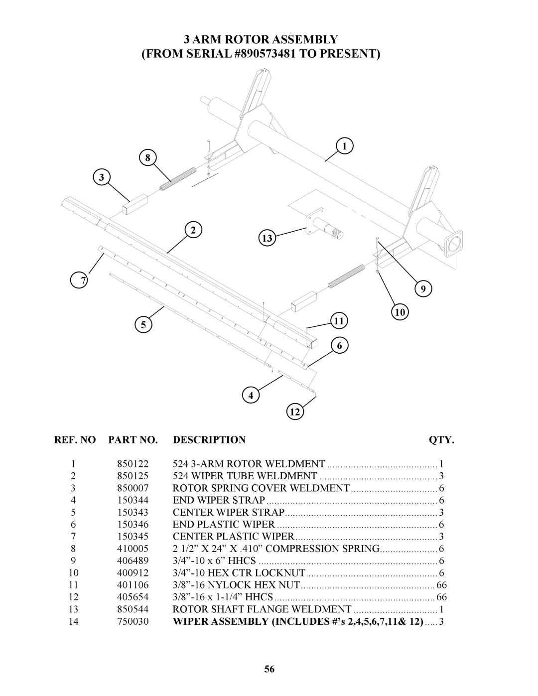 Bravetti 524-15B manual ARM Rotor Assembly From Serial #890573481 to Present 