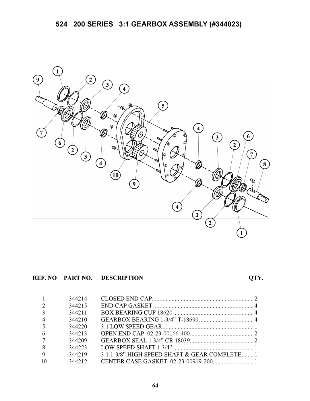 Bravetti 524-15B manual 524 200 Series 31 Gearbox Assembly #344023 