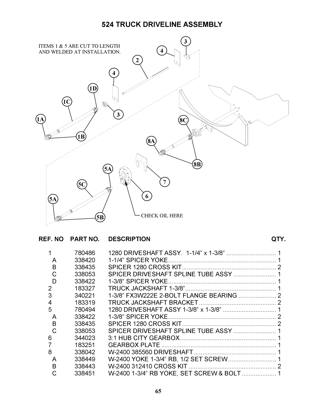 Bravetti 524-15B manual Truck Driveline Assembly 