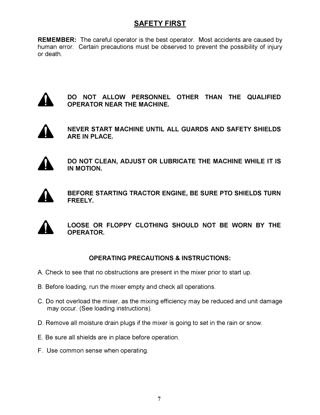 Bravetti 524-15B manual Safety First 