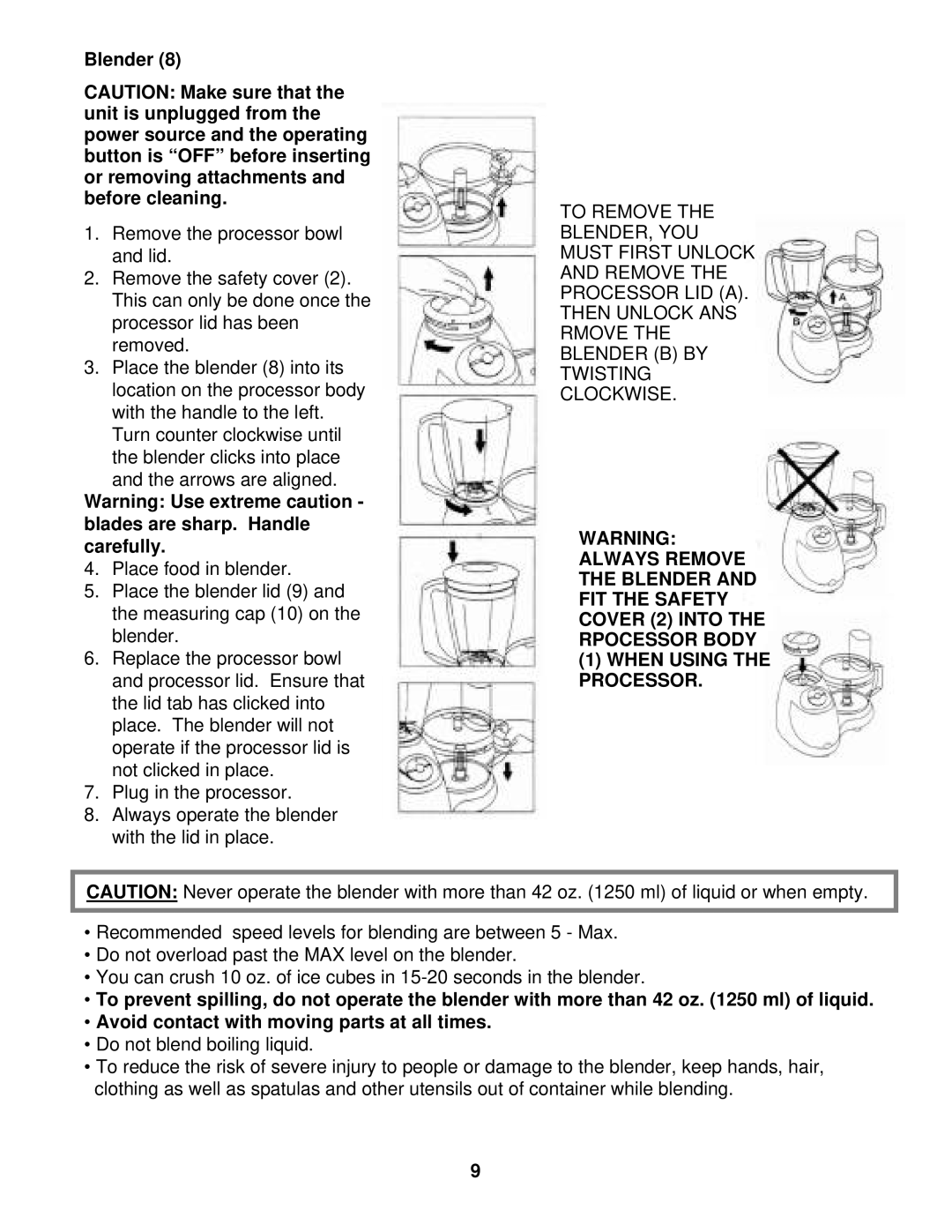 Bravetti BP100 instruction manual Blender 