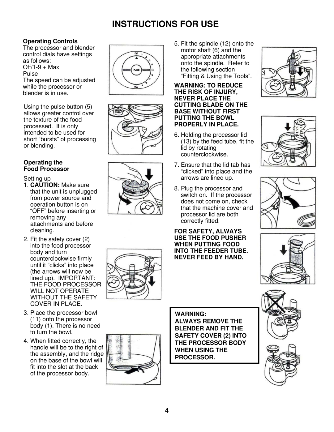 Bravetti BP100 instruction manual Instructions For Use 